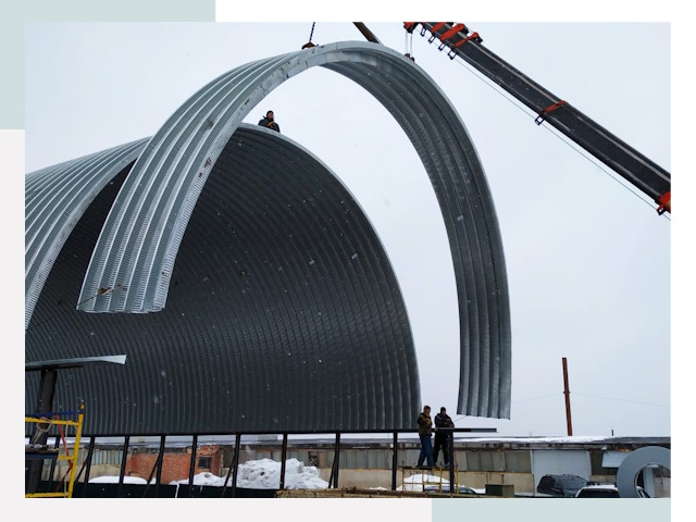 Полукруглые ангары в Рославле