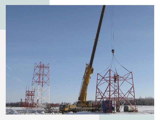 Монтаж вышек связи в Рославле